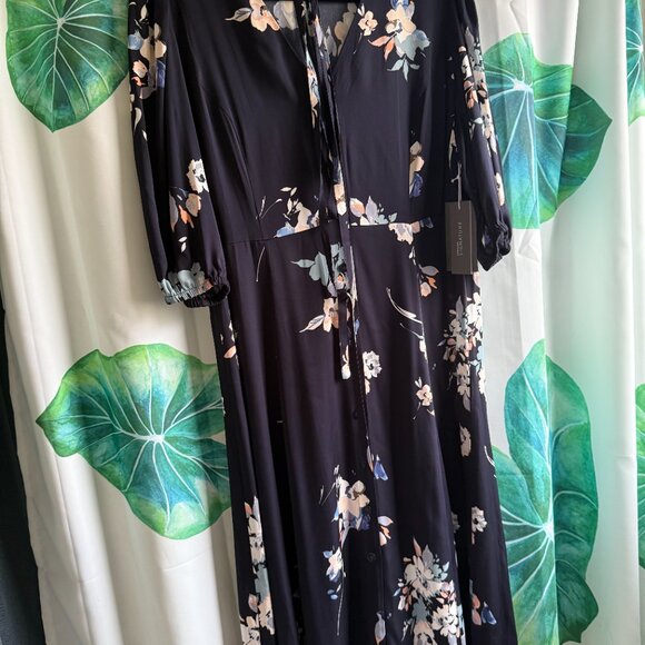 Nordstrom Signature Button Front Stretch Silk Dress (NWT) Size 12 - Picture 2 of 5